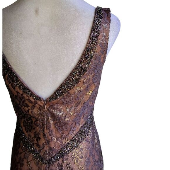 Vintage Y2K Nikki Kiki Livas Deep Mauve Lace Beaded Neckline Babydoll Gown Sz 6 - Picture 6 of 8